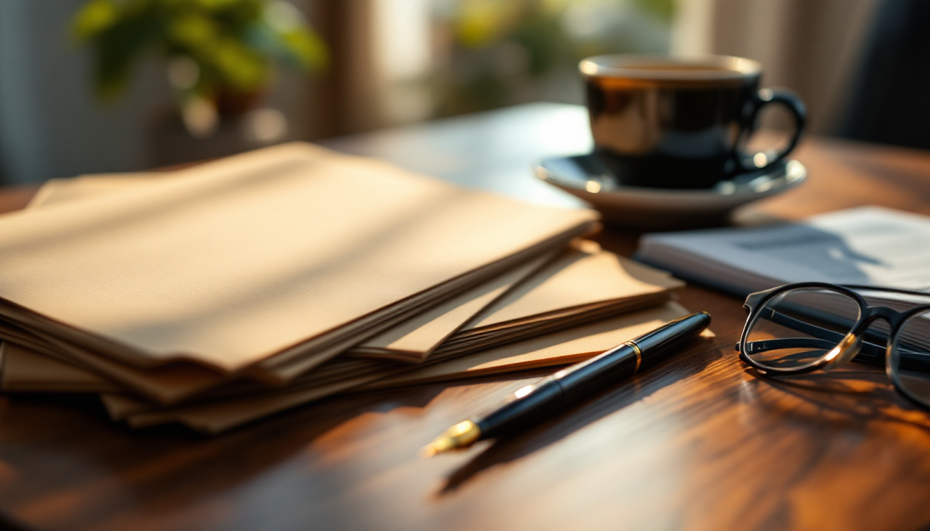Closed manila folders and fountain pen on a wooden desk representing financial discovery in a California divorce