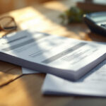 Hands holding financial documents and a calculator at a sunlit desk representing financial transparency in marriage